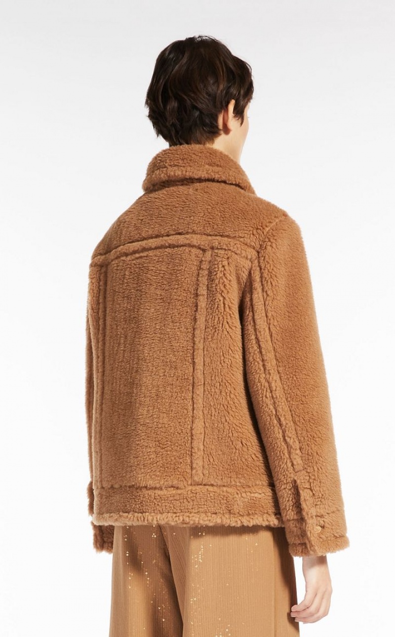 MaxMara Short Jacket In Teddy Fabric Coats CAMEL | MMR593858