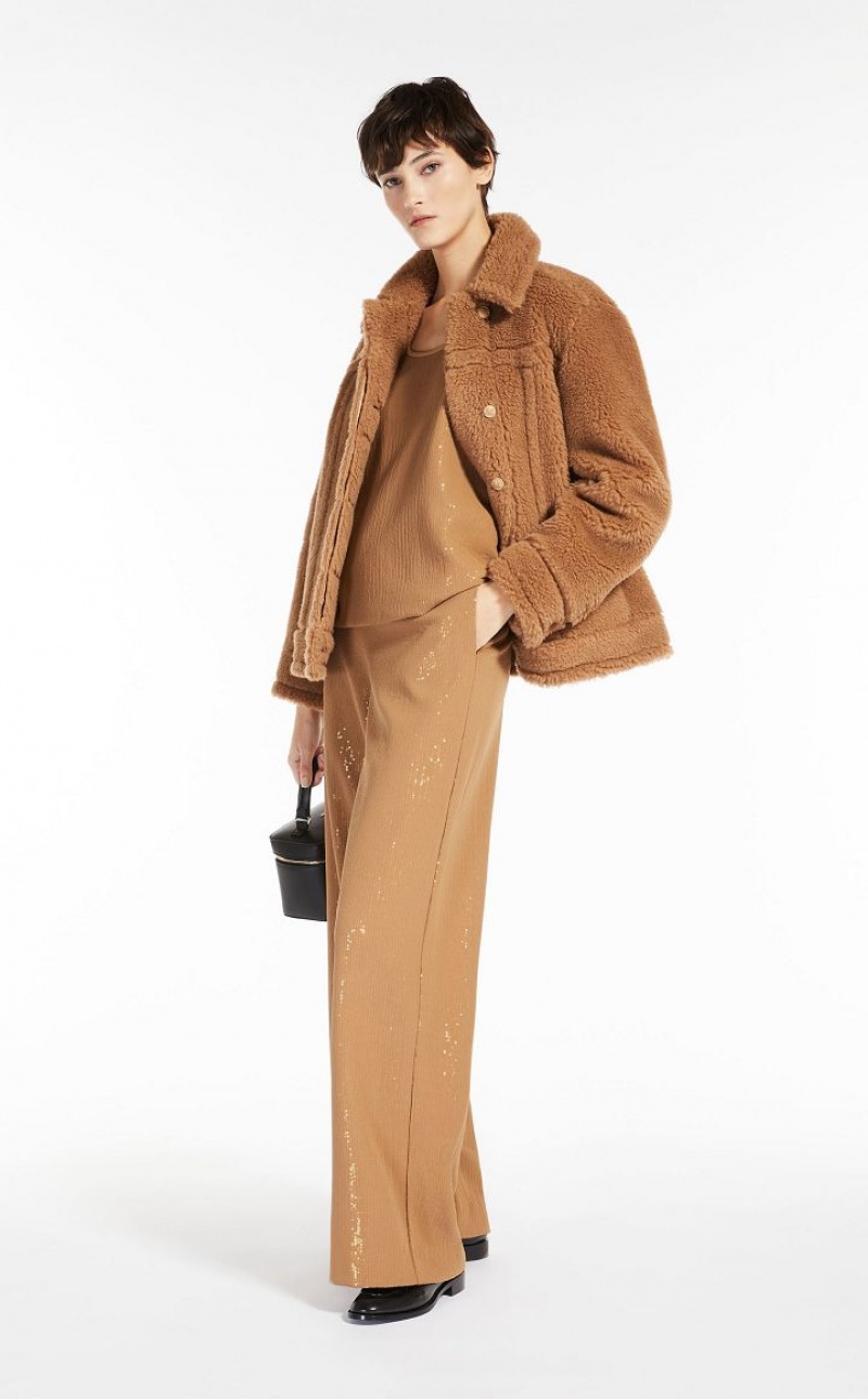 MaxMara Short Jacket In Teddy Fabric Coats CAMEL | MMR593858