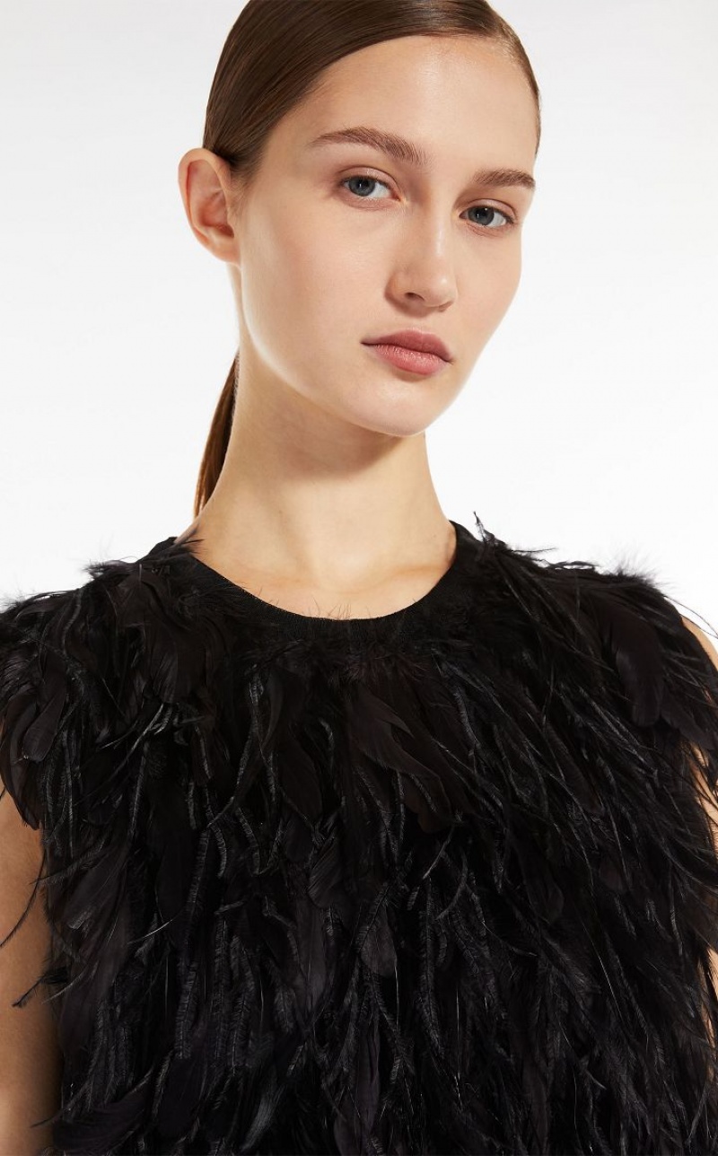 MaxMara Short With Feathers Dresses BLACK | MMR593339