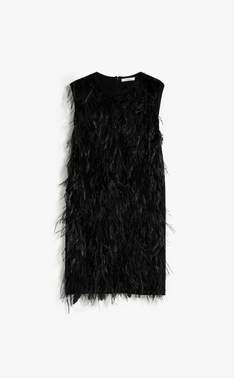 MaxMara Short With Feathers Dresses BLACK | MMR593339