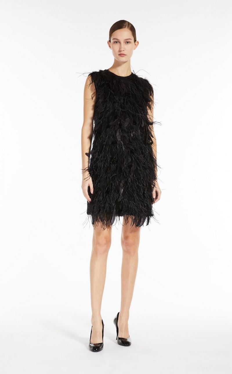 MaxMara Short With Feathers Dresses BLACK | MMR593339