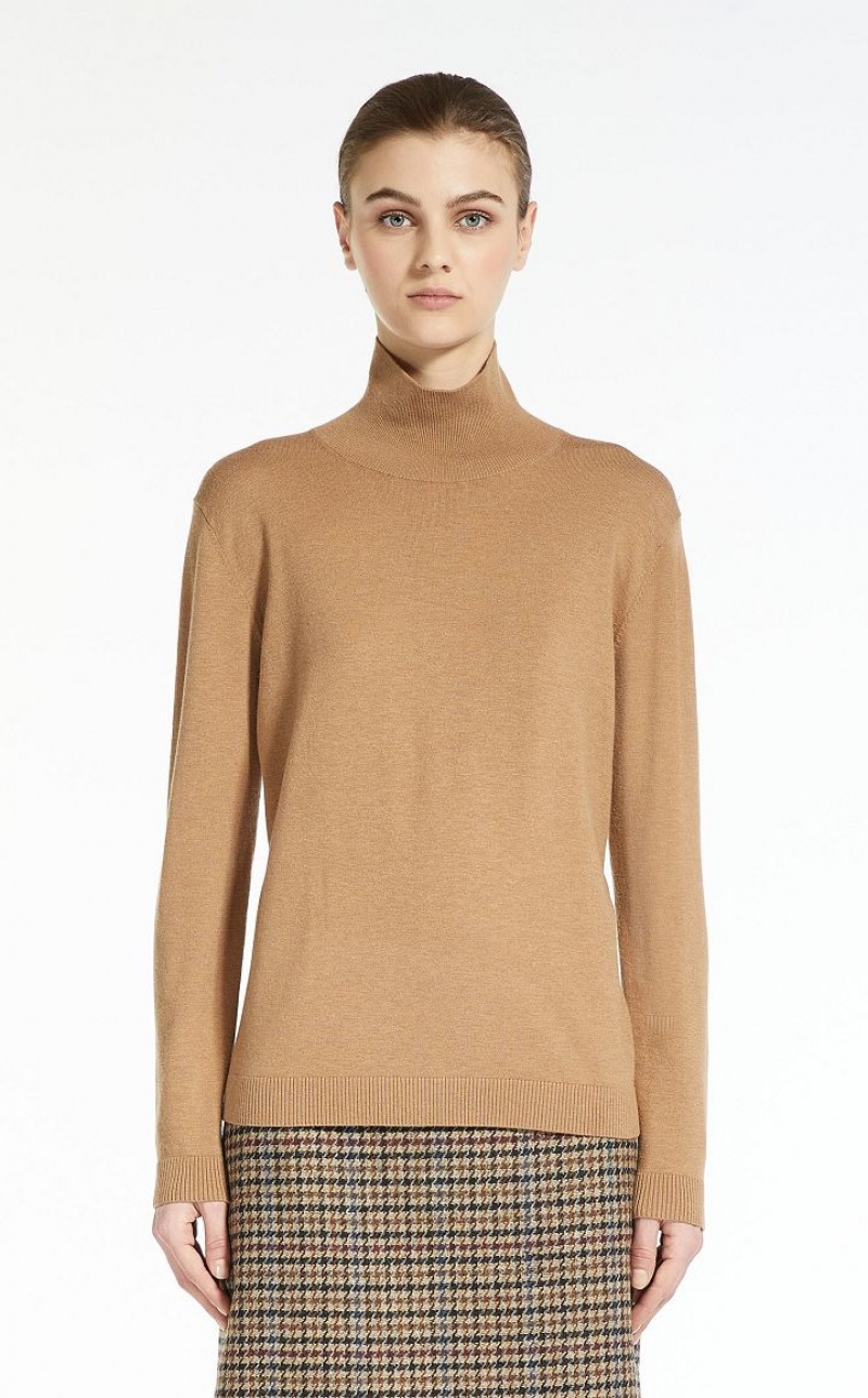 MaxMara Silk And Wool Yarn Knitwear CAMEL | MMR593468