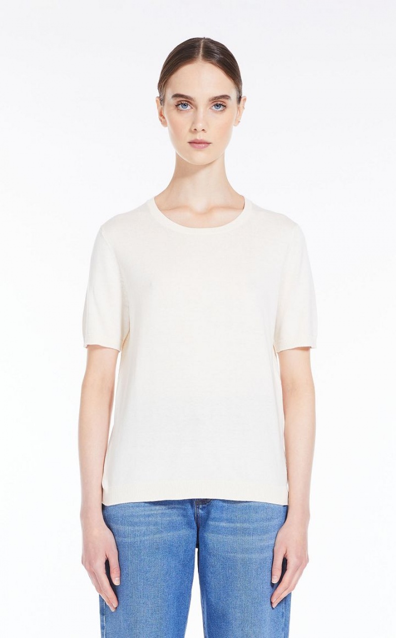 MaxMara Silk Blend T-shirt Knitwear IVORY | MMR593460