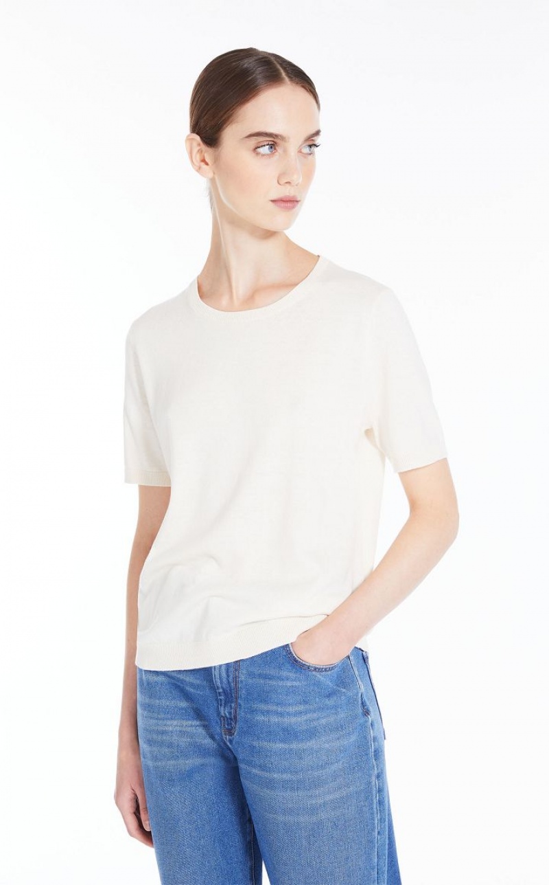 MaxMara Silk Blend T-shirt Knitwear IVORY | MMR593460