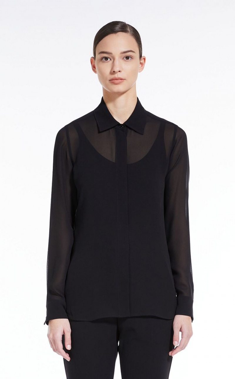 MaxMara Silk Georgette Blouses BLACK | MMR593585