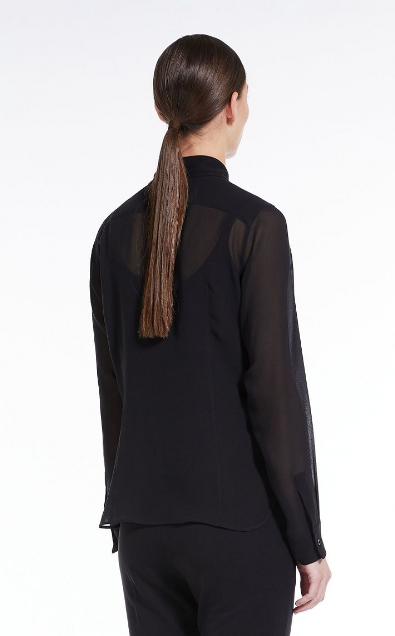 MaxMara Silk Georgette Blouses BLACK | MMR593585