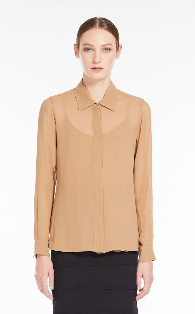 MaxMara Silk Georgette Blouses CAMEL | MMR593595