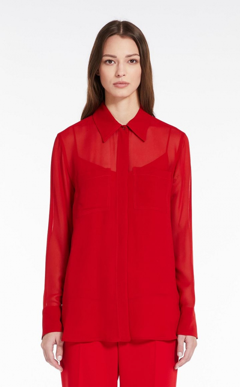 MaxMara Silk Georgette Blouses RED | MMR593598