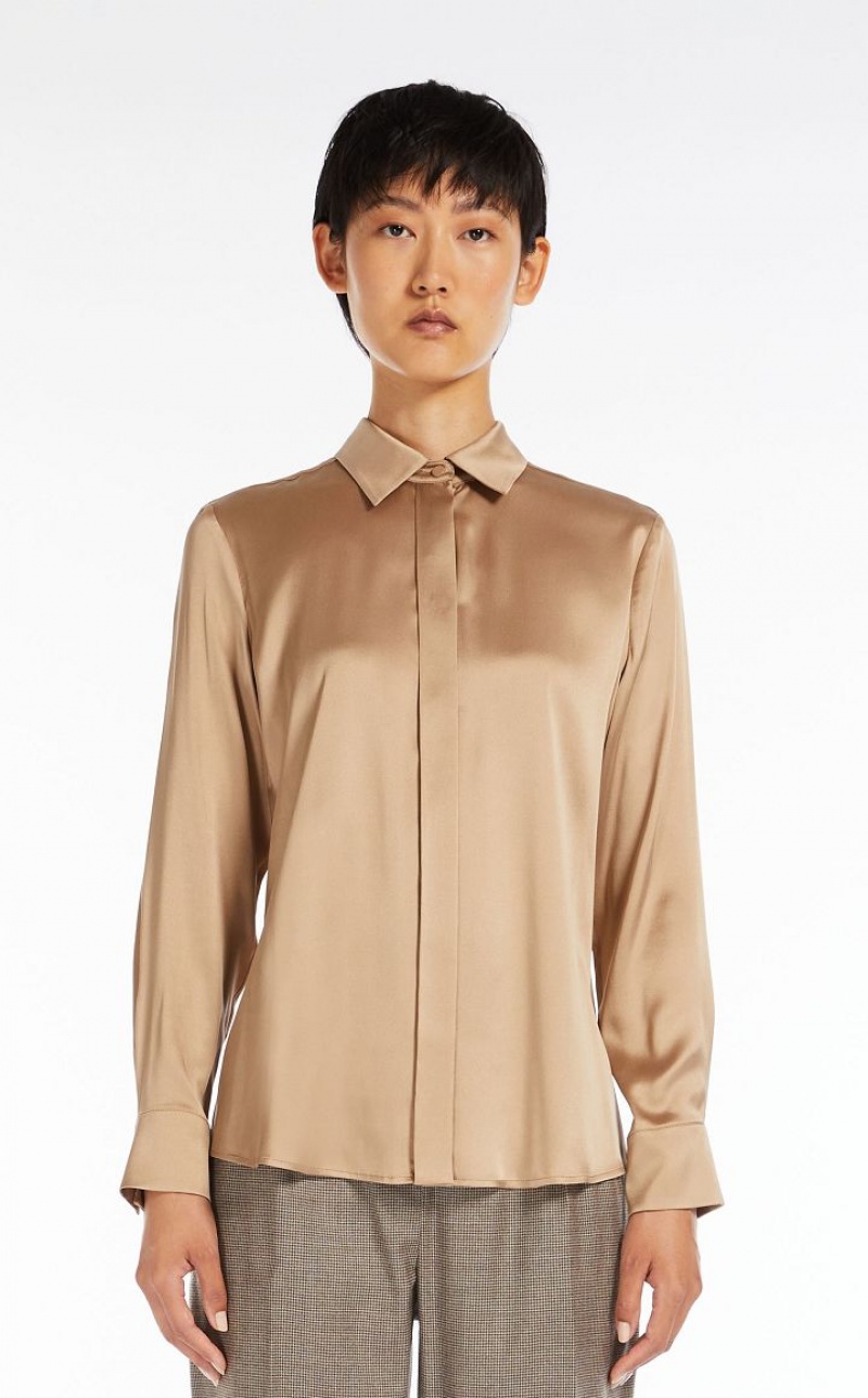 MaxMara Silk Satin Blouses CAMEL | MMR593627