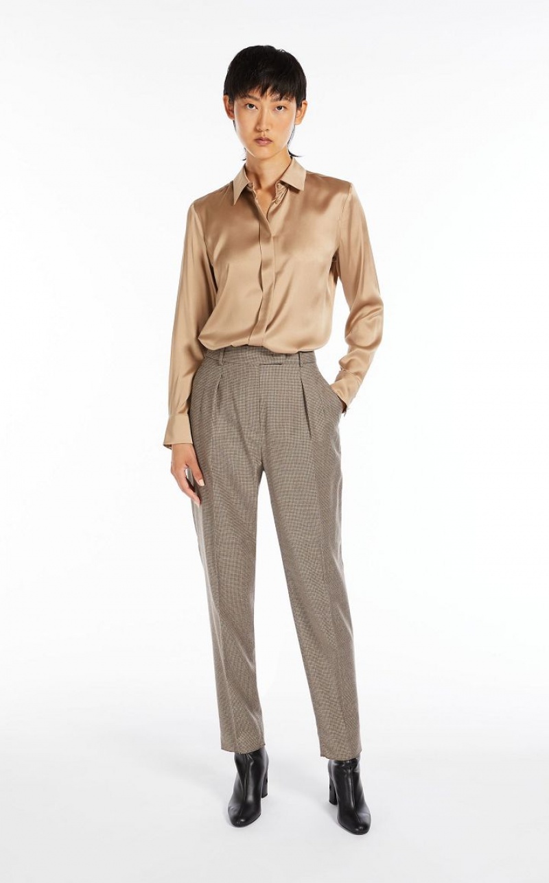 MaxMara Silk Satin Blouses CAMEL | MMR593627