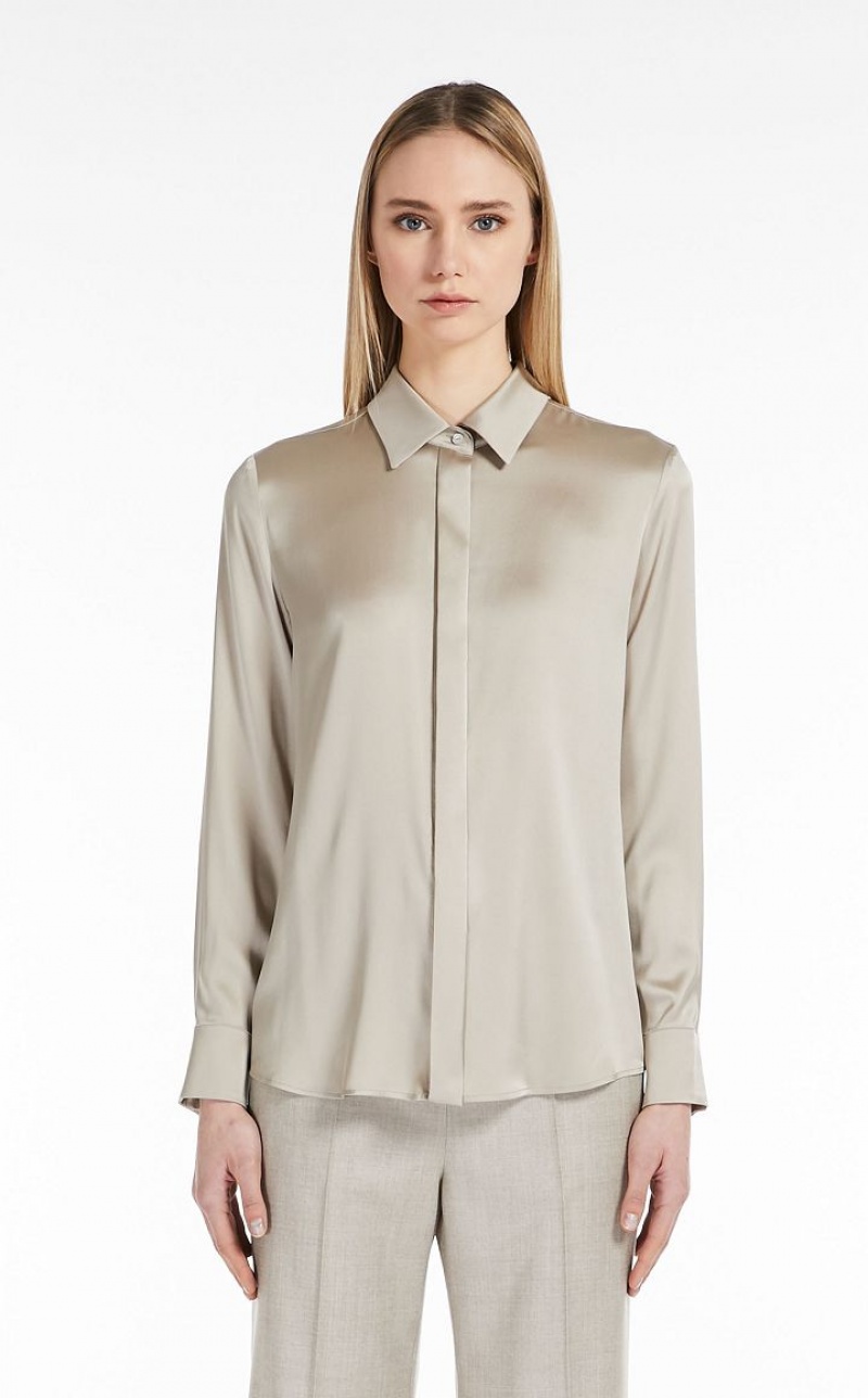 MaxMara Silk Satin Blouses SAGE GREEN | MMR593579