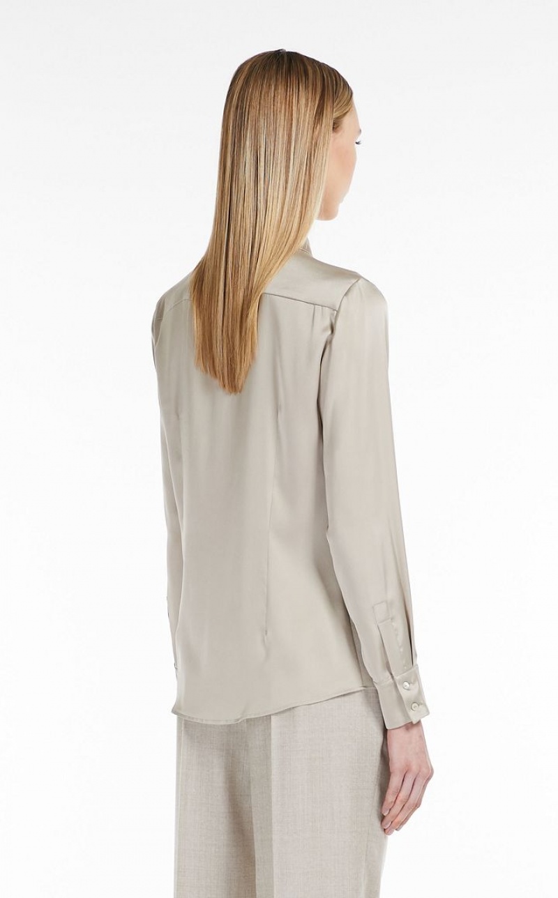 MaxMara Silk Satin Blouses SAGE GREEN | MMR593579