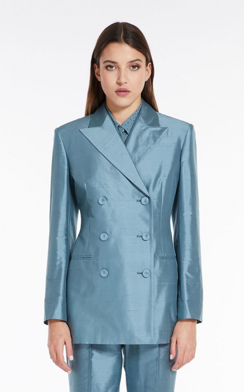 MaxMara Silk Shantung Jackets LIGHT BLUE | MMR594096