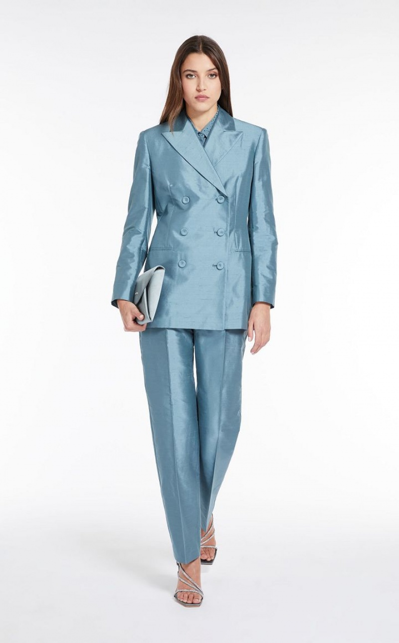 MaxMara Silk Shantung Jackets LIGHT BLUE | MMR594096