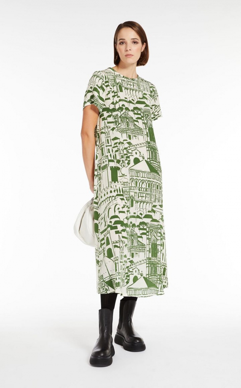 MaxMara Silk T-shirt Dresses GREEN | MMR593407