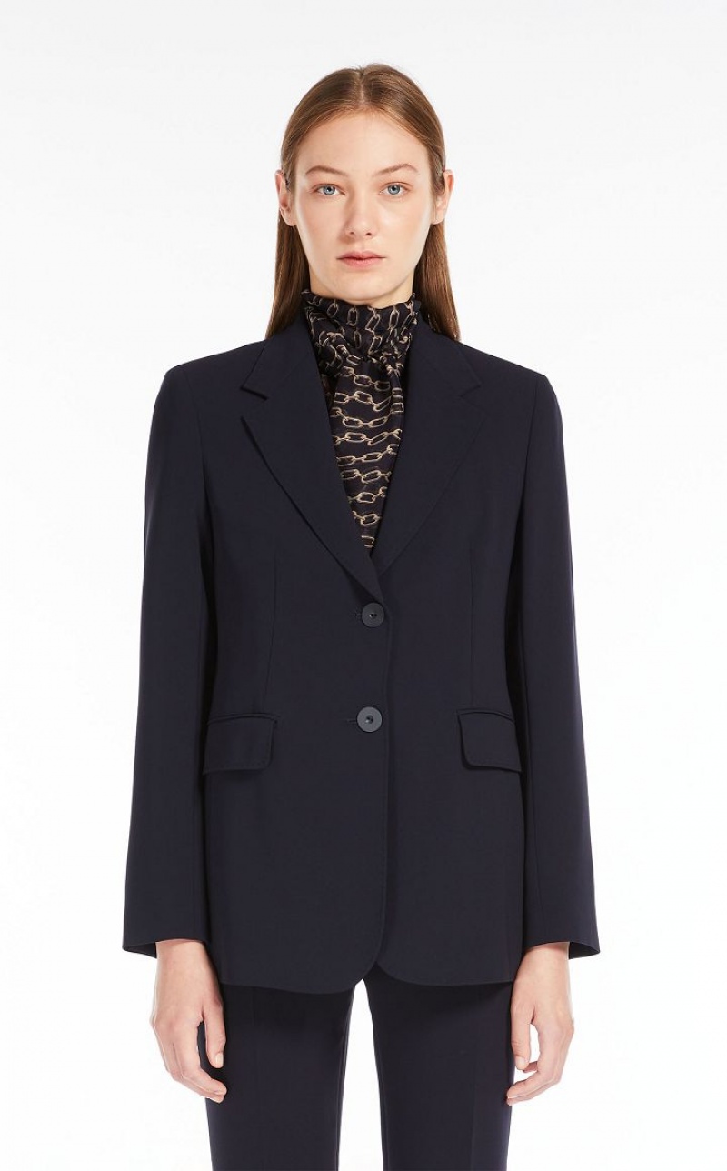 MaxMara Single-breasted Cady Blazers NAVY | MMR594049