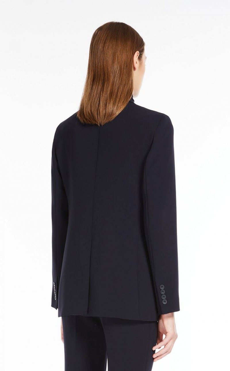 MaxMara Single-breasted Cady Blazers NAVY | MMR594049