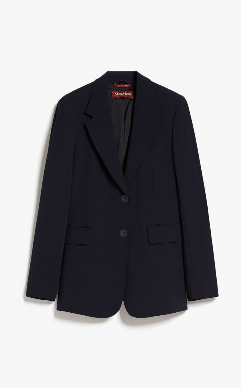 MaxMara Single-breasted Cady Blazers NAVY | MMR594049