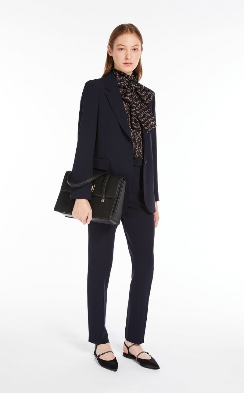 MaxMara Single-breasted Cady Blazers NAVY | MMR594049