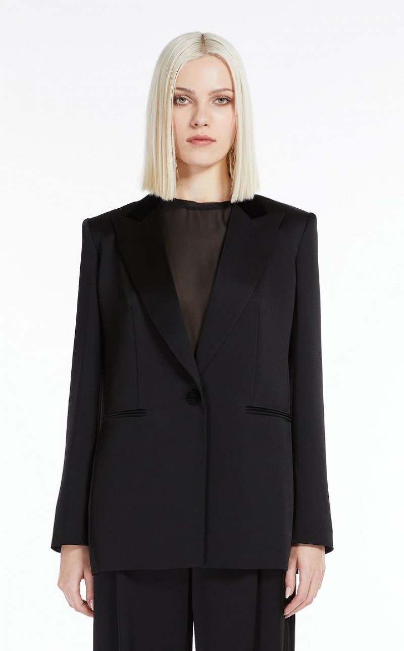 MaxMara Single-breasted Envers Satin Jackets BLACK | MMR594021