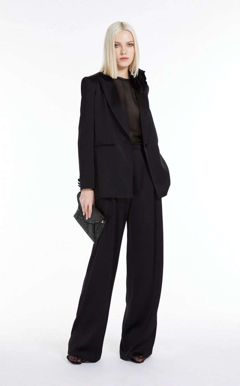 MaxMara Single-breasted Envers Satin Jackets BLACK | MMR594021