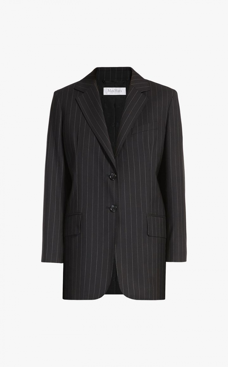 MaxMara Single-breasted In Pinstriped Wool Blazers BLACK | MMR594060