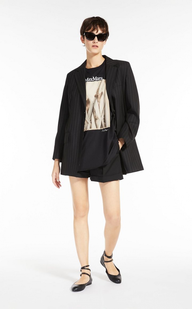 MaxMara Single-breasted In Pinstriped Wool Blazers BLACK | MMR594060