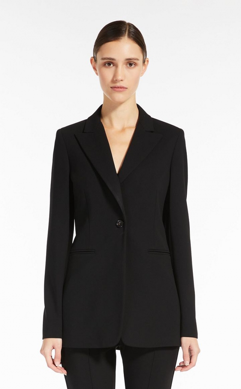 MaxMara Single-breasted Jersey Blazers BLACK | MMR594093