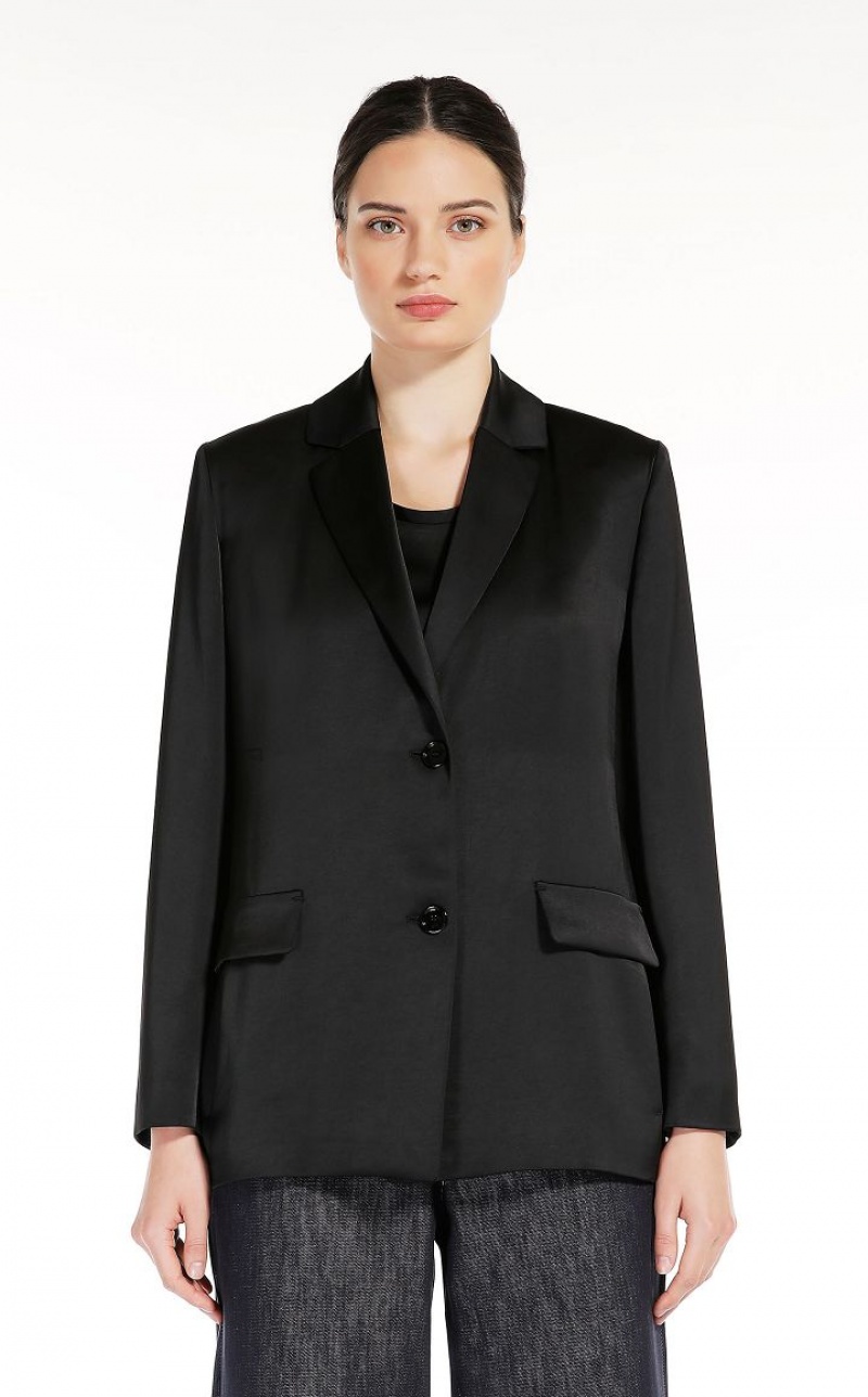 MaxMara Single-breasted Satin Jackets BLACK | MMR594078