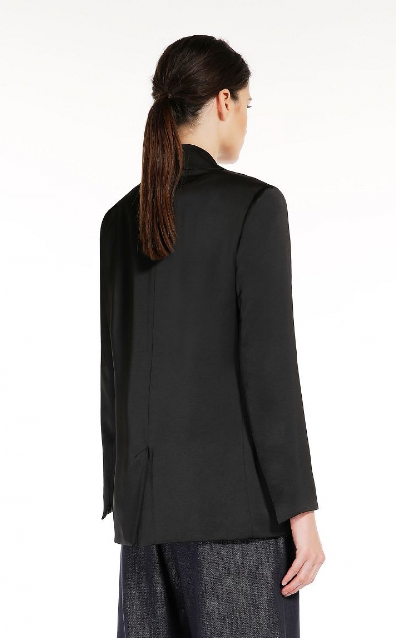 MaxMara Single-breasted Satin Jackets BLACK | MMR594078