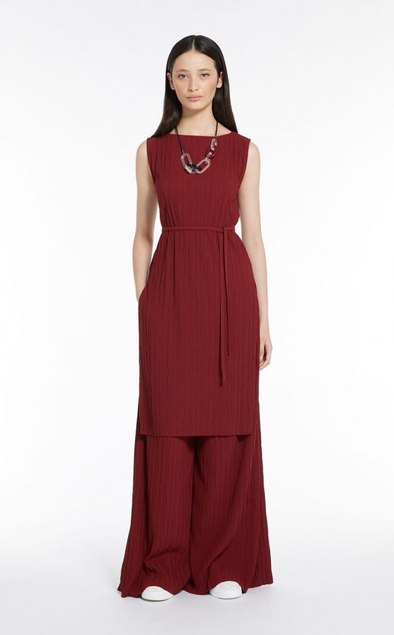 MaxMara Sleeveless Pleated Jersey Tunic Tops BRICK RED | MMR593644