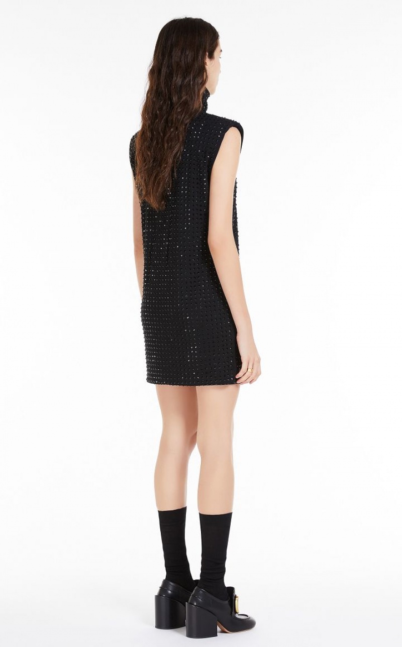 MaxMara Sleeveless With Rhinestones Dresses BLACK | MMR593288