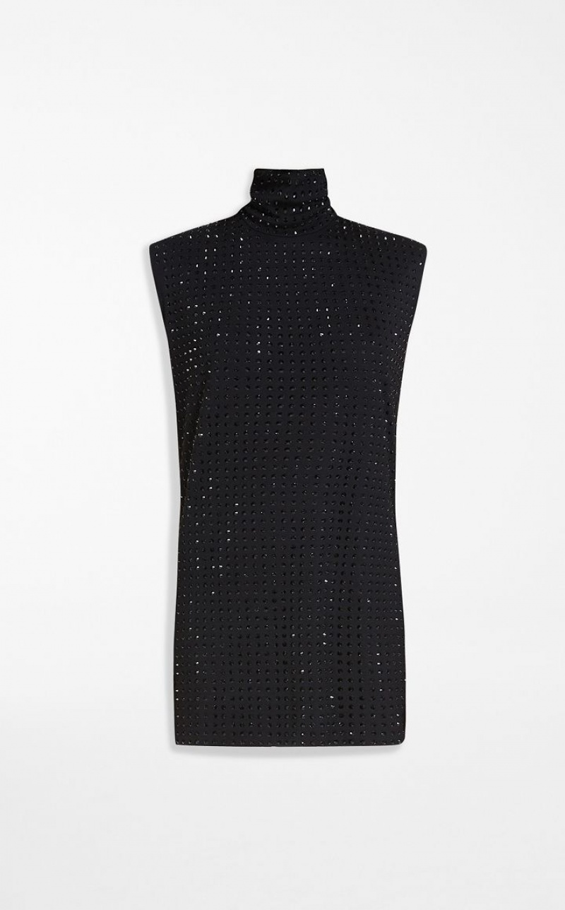 MaxMara Sleeveless With Rhinestones Dresses BLACK | MMR593288