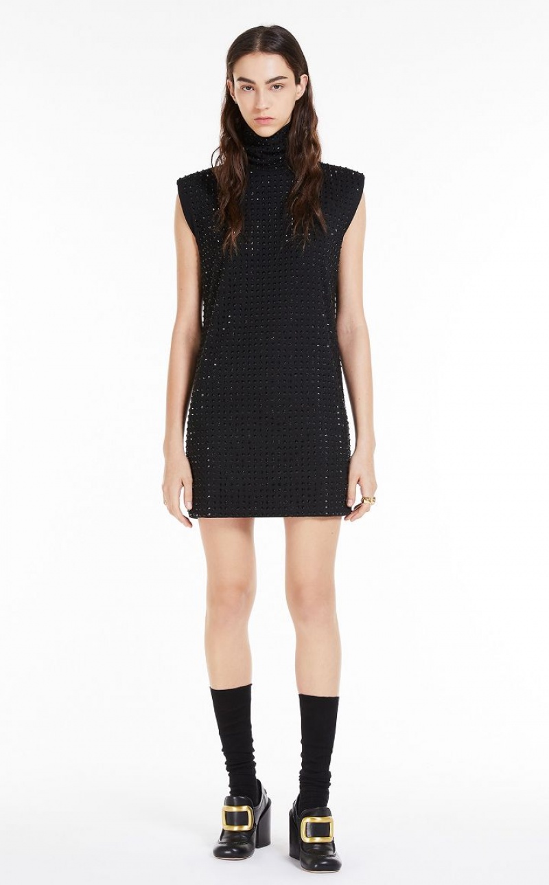 MaxMara Sleeveless With Rhinestones Dresses BLACK | MMR593288