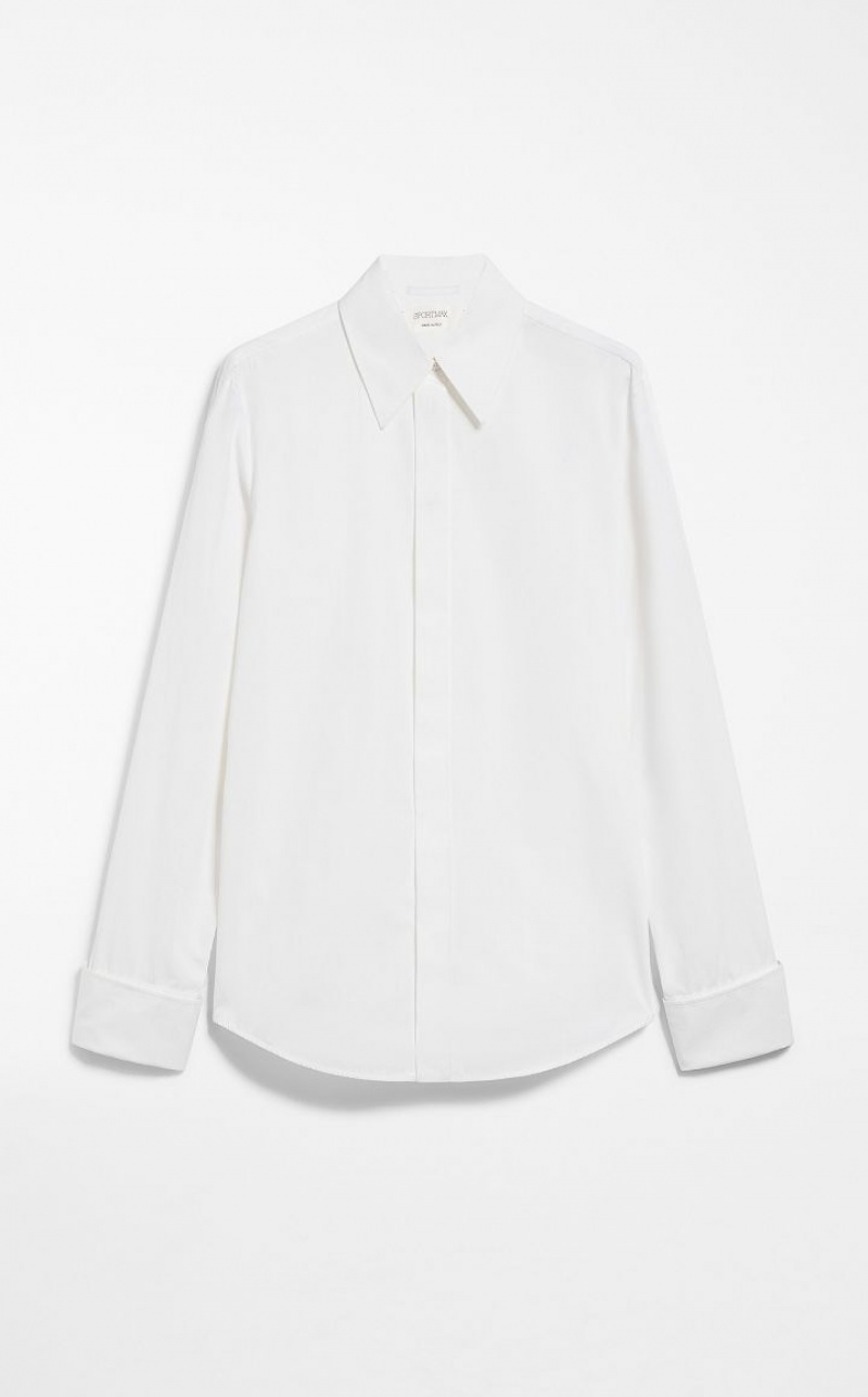 MaxMara Slim-fit Cotton Blouses OPTICAL WHITE | MMR593550