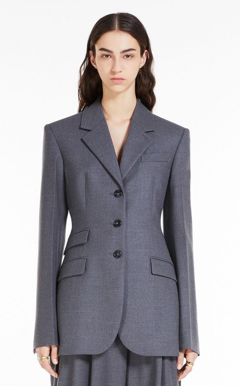 MaxMara Slim-fit Tailored Blazers MEDIUM GREY | MMR594033