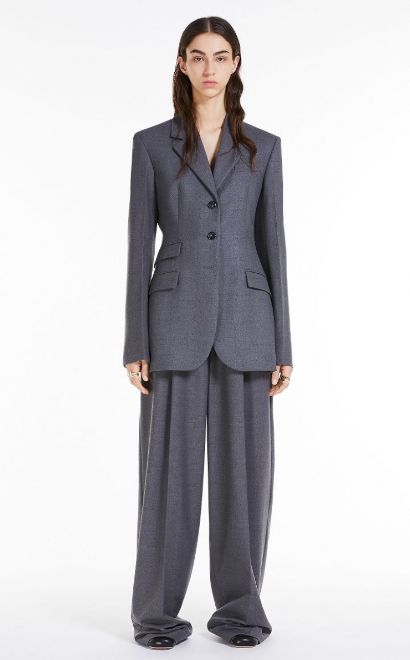 MaxMara Slim-fit Tailored Blazers MEDIUM GREY | MMR594033