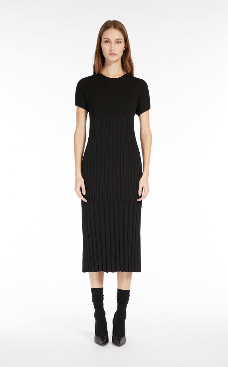 MaxMara Slim-fit Viscose-knit Dresses BLACK | MMR593361