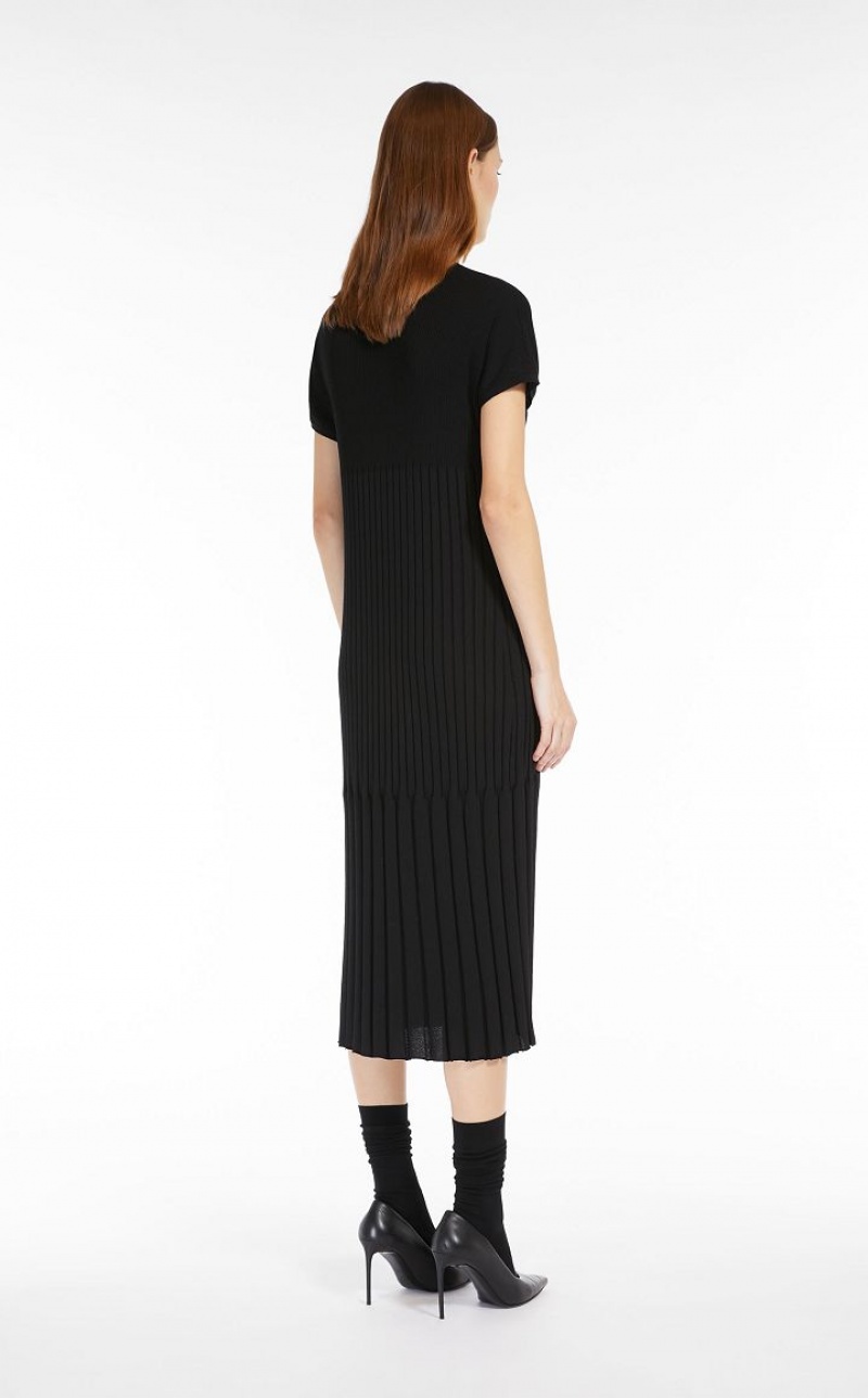 MaxMara Slim-fit Viscose-knit Dresses BLACK | MMR593361