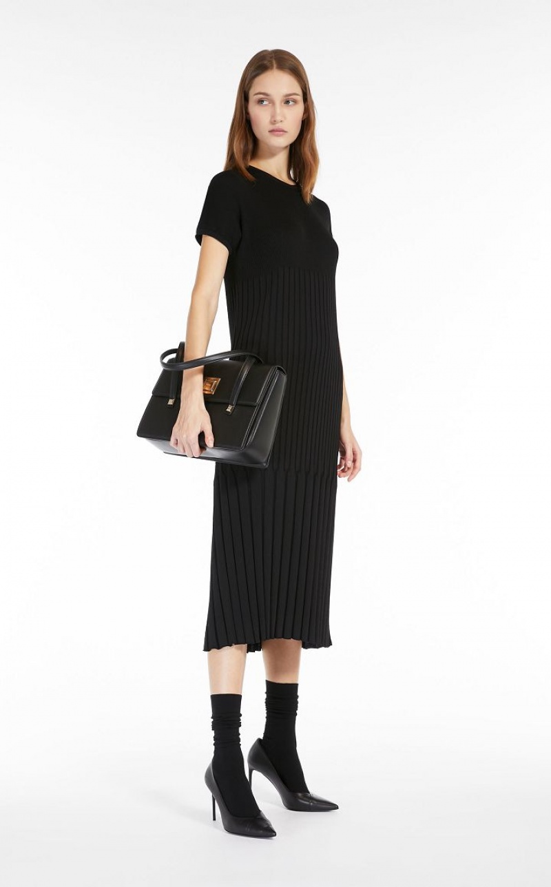 MaxMara Slim-fit Viscose-knit Dresses BLACK | MMR593361