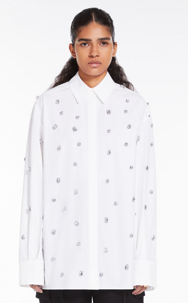 MaxMara Stone-embroidered Blouses OPTICAL WHITE | MMR593557