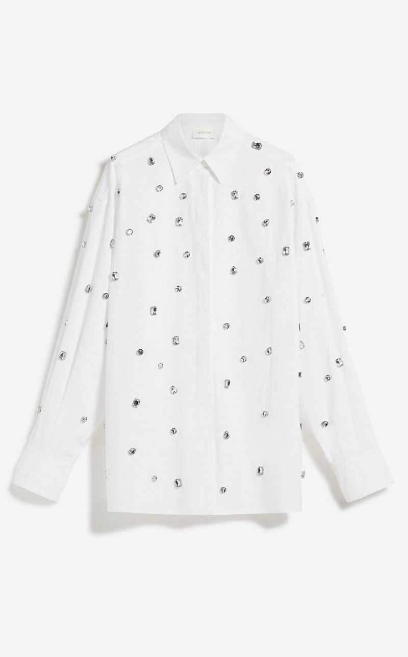 MaxMara Stone-embroidered Blouses OPTICAL WHITE | MMR593557