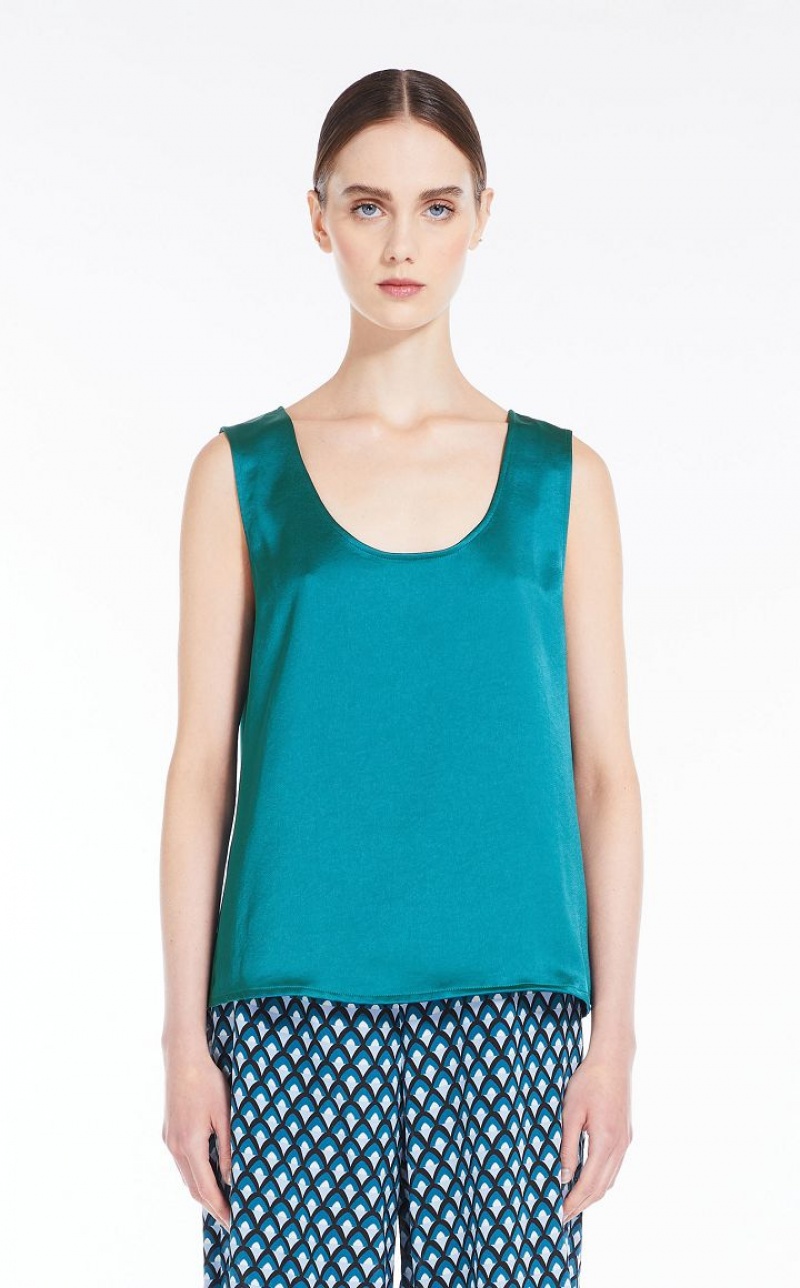 MaxMara Straight-cut In Satin And Jersey Tops OIL | MMR593658