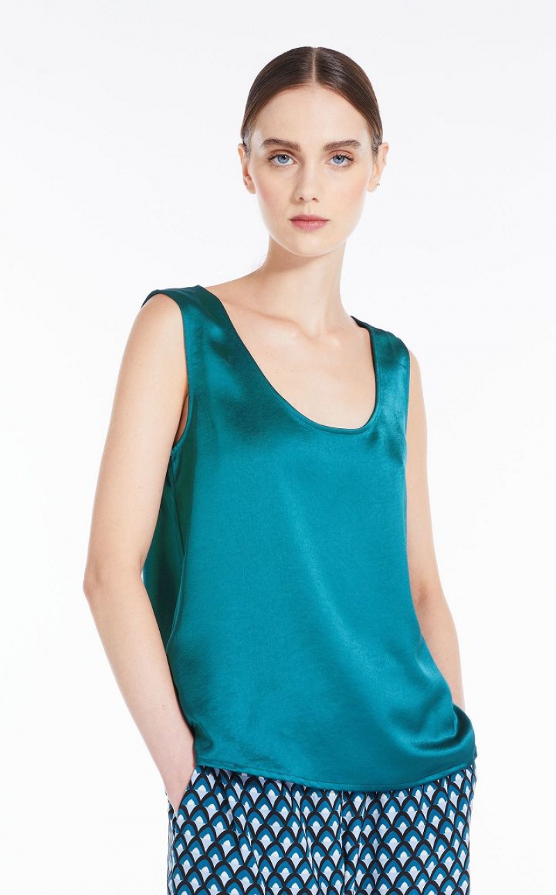 MaxMara Straight-cut In Satin And Jersey Tops OIL | MMR593658