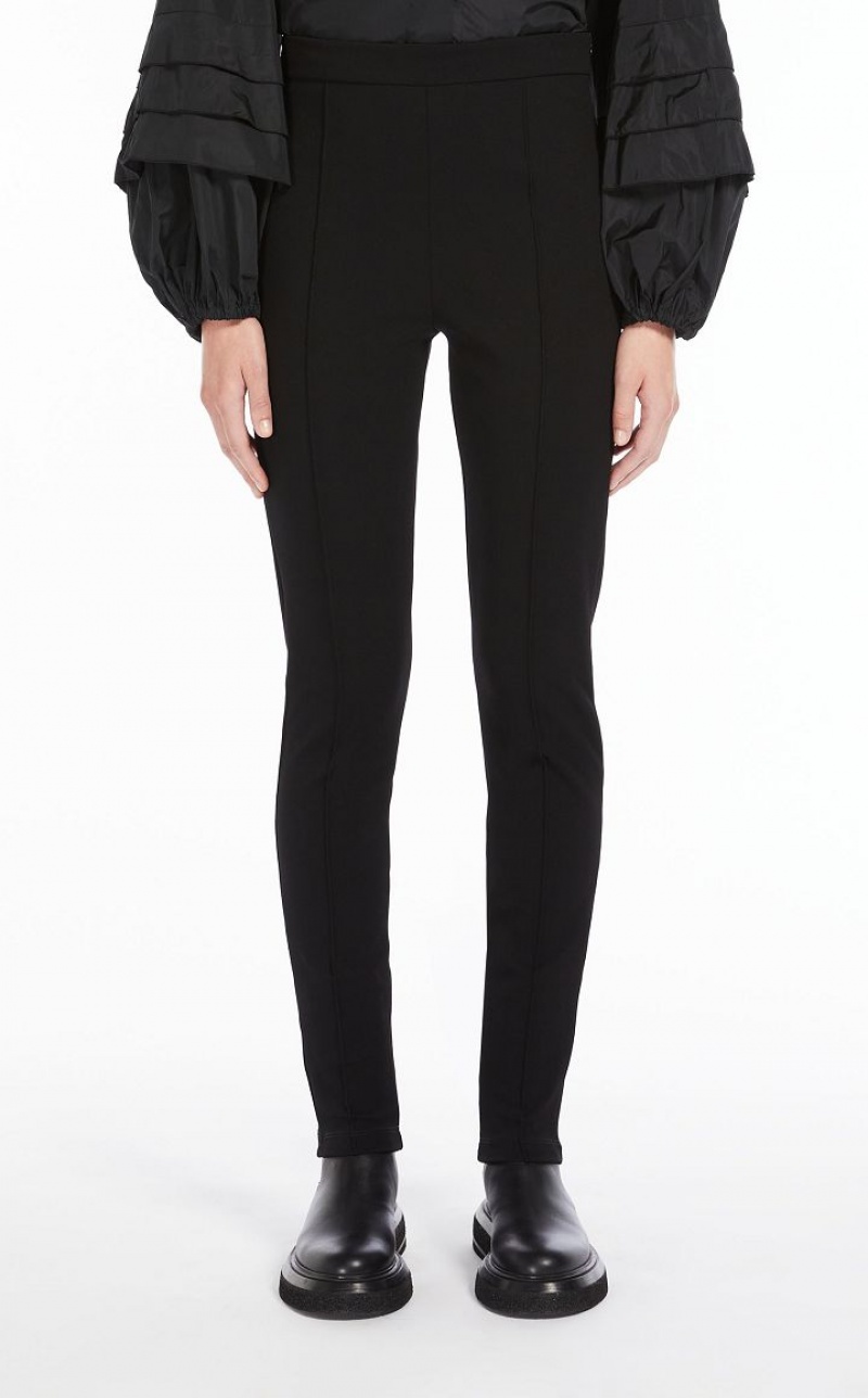 MaxMara Stretch Jersey Leggings Trousers BLACK | MMR593800