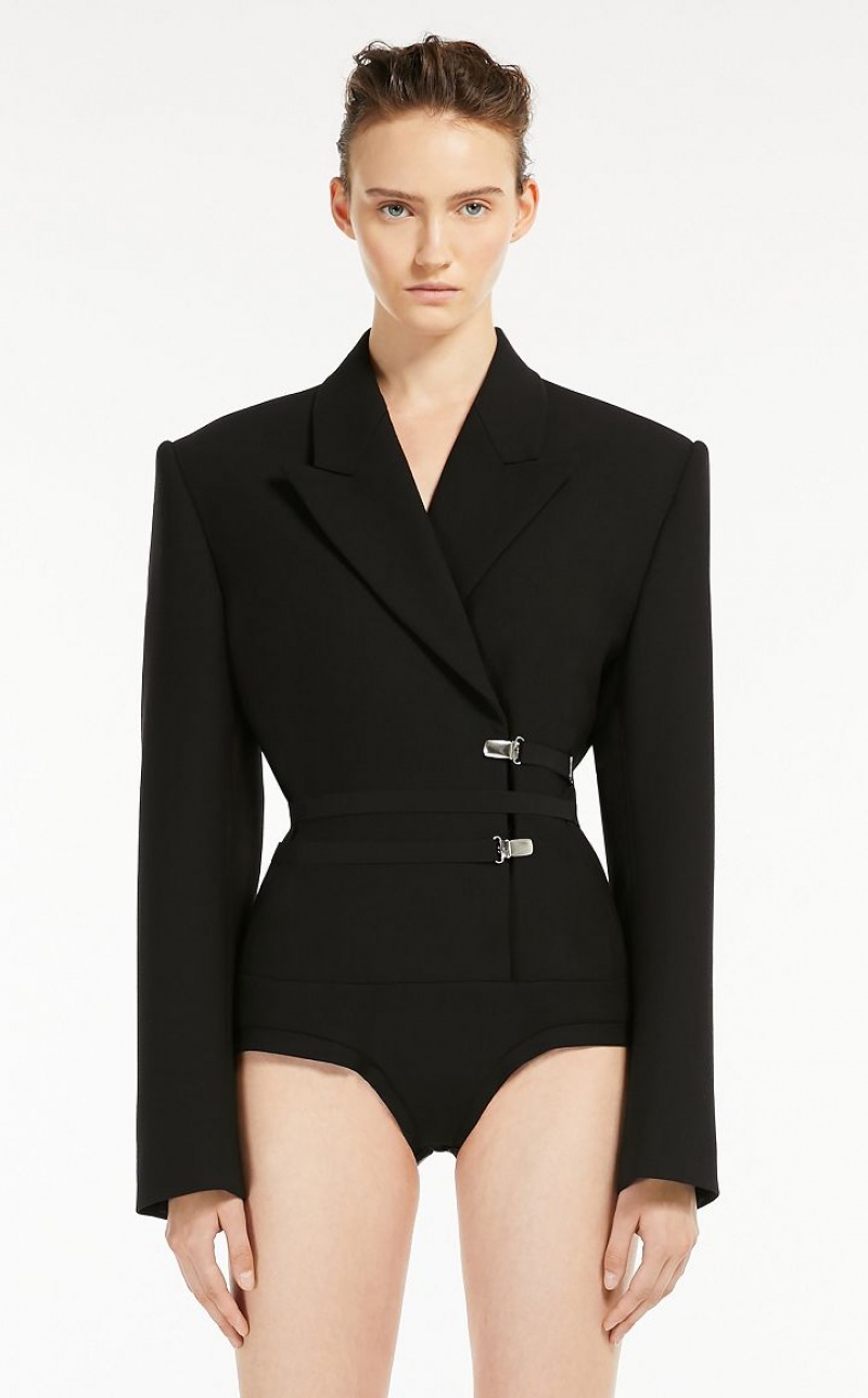 MaxMara Stretch Wool Bodysuit Jackets BLACK | MMR594038