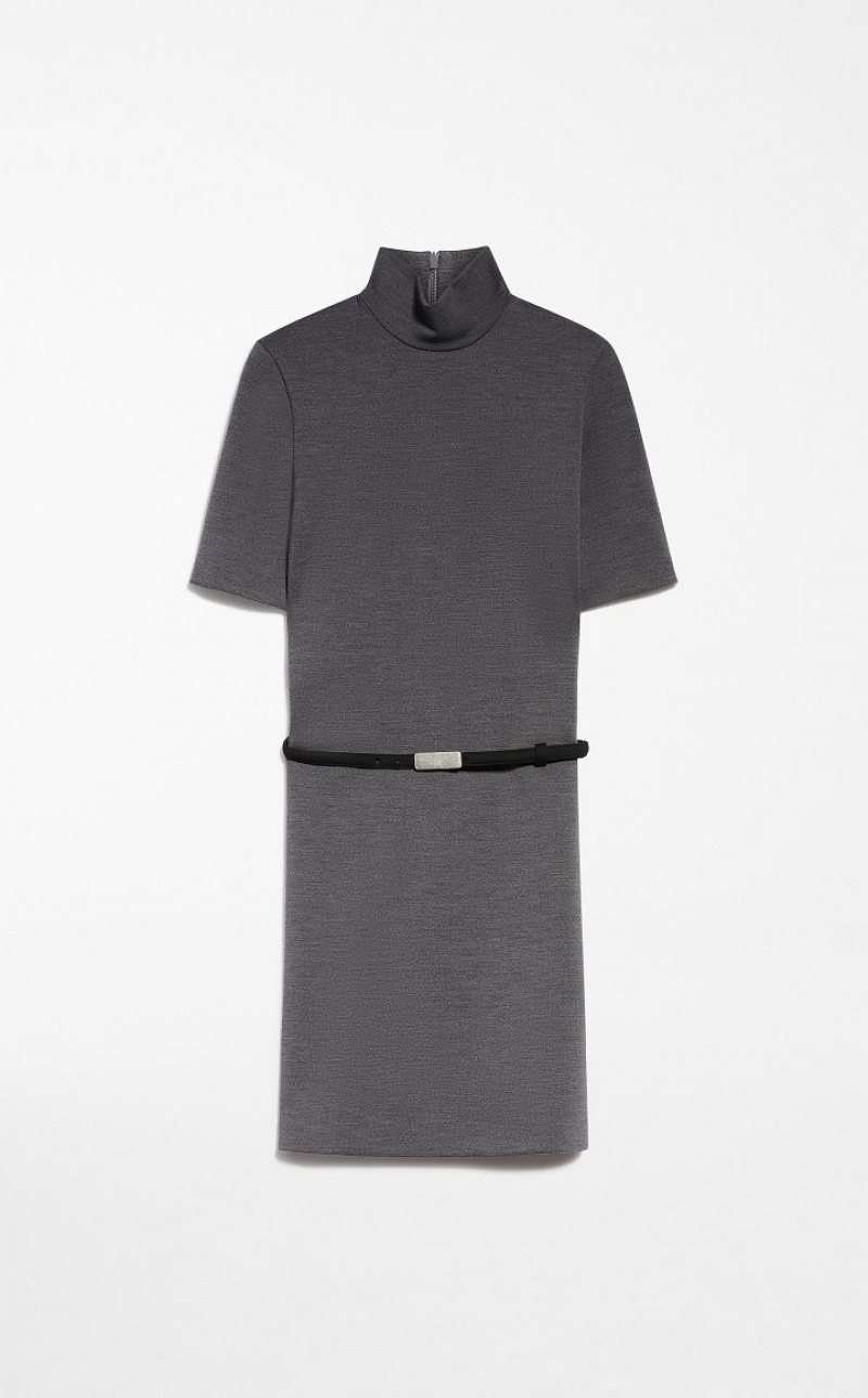 MaxMara Stretch Wool Jersey Dresses DARK GREY | MMR593307