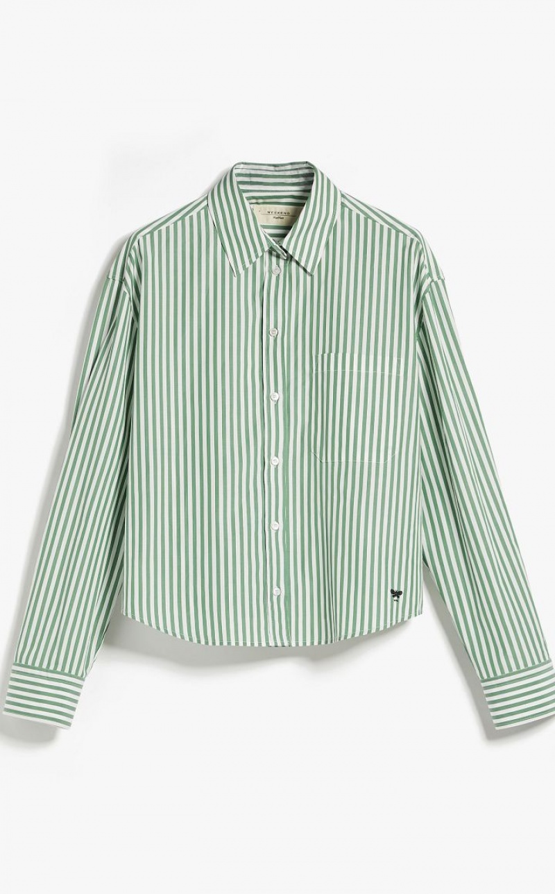 MaxMara Striped Cotton Blouses GREEN | MMR593610