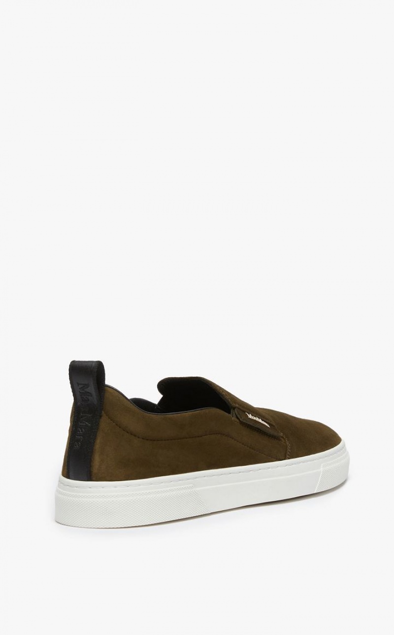 MaxMara Suede Slip-ons Sneakers DARK GREEN | MMR594207