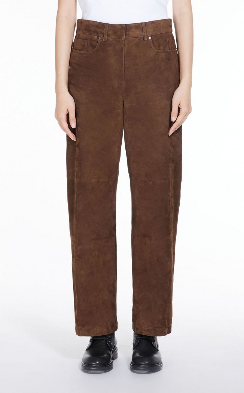 MaxMara Suede Trousers BROWN | MMR593778